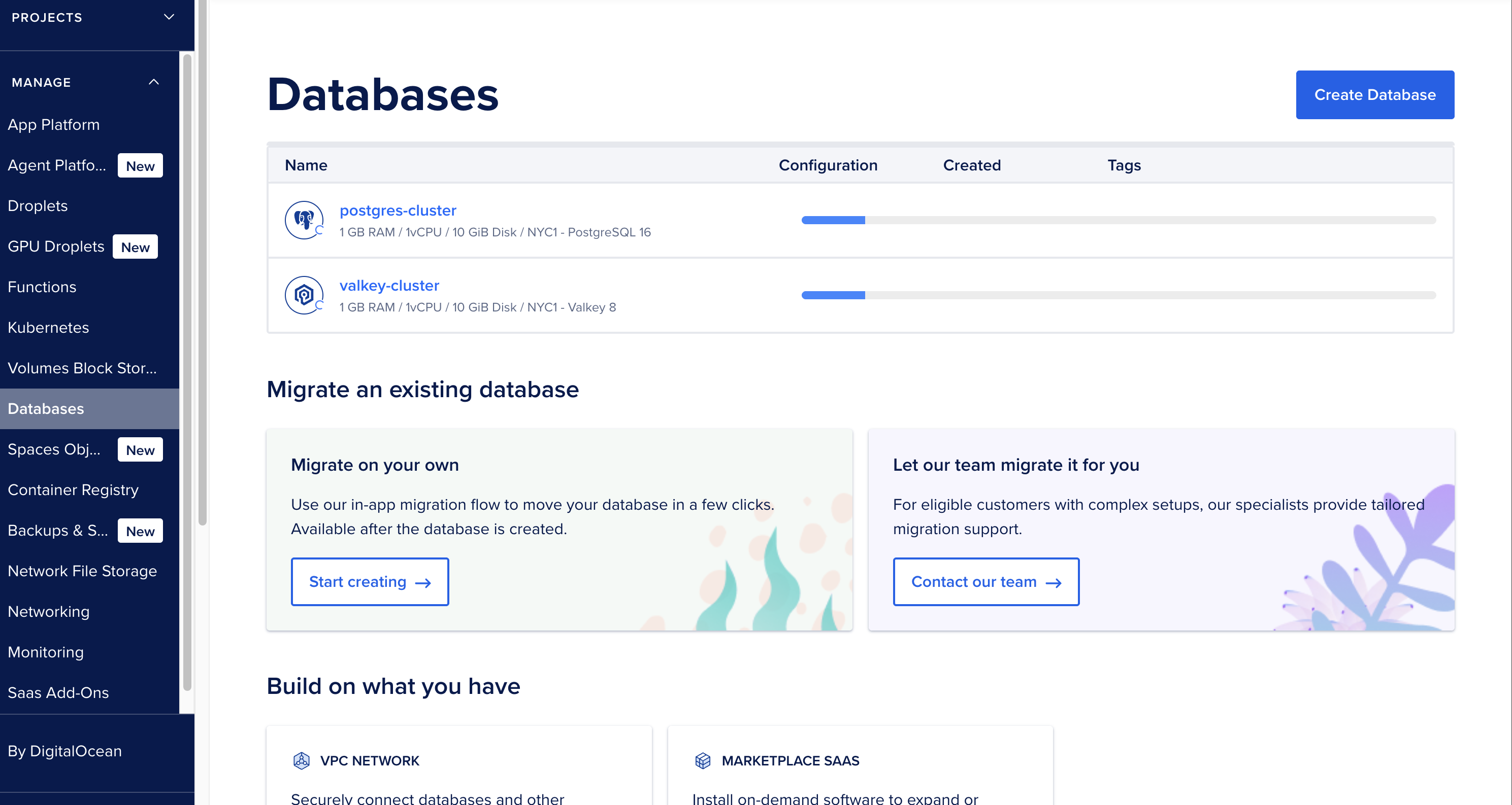 Digital Ocean console
